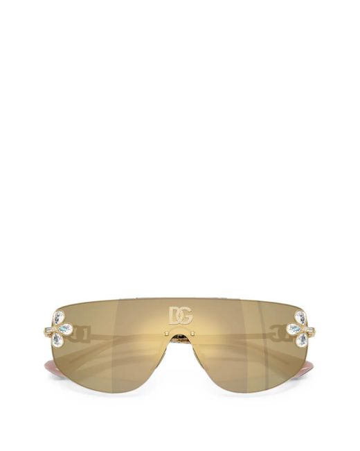 Dolce & Gabbana Natural Crystal-Embellished Logo Sunglasses