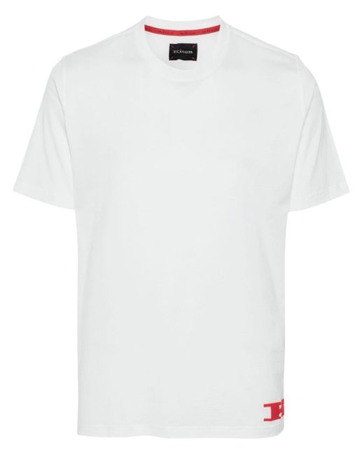 Kiton White Flocked-logo Cotton T-shirt for men