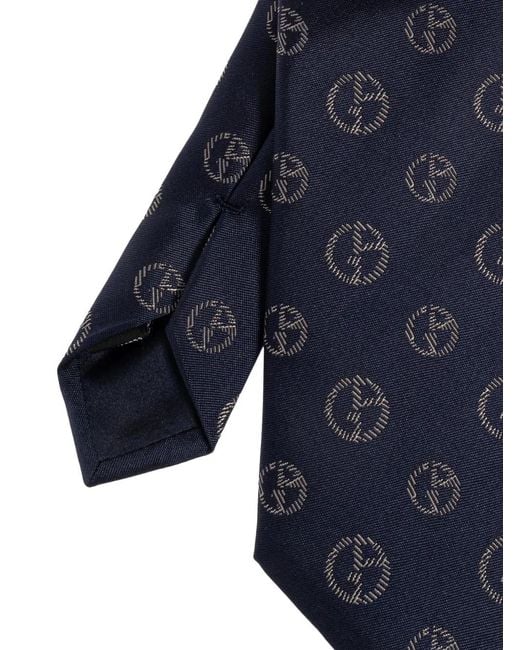 Giorgio Armani Blue Pattern Silk Tie for men