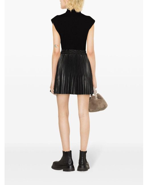 Maje Black Drawstring-waist Pleated Miniskirt