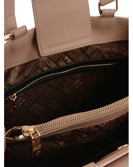 Moschino Pink Logo-Plaque Tote Bag