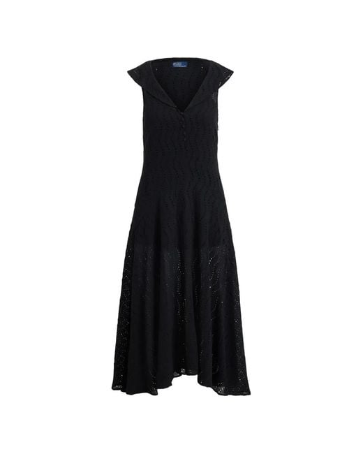 Polo Ralph Lauren Black Lynton Ruffled Midi Dress