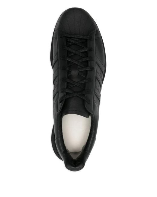 Y-3 Black Platform Leather Trainers