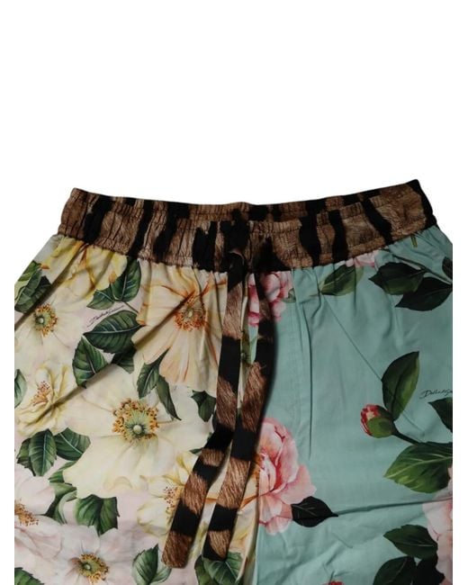 Dolce & Gabbana Green Floral Animal-Print Shorts for men