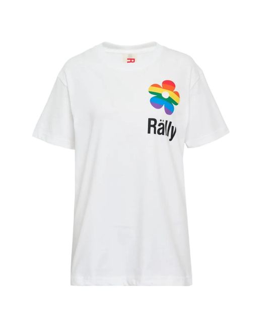 Rally Movement White Logo-Print T-Shirt