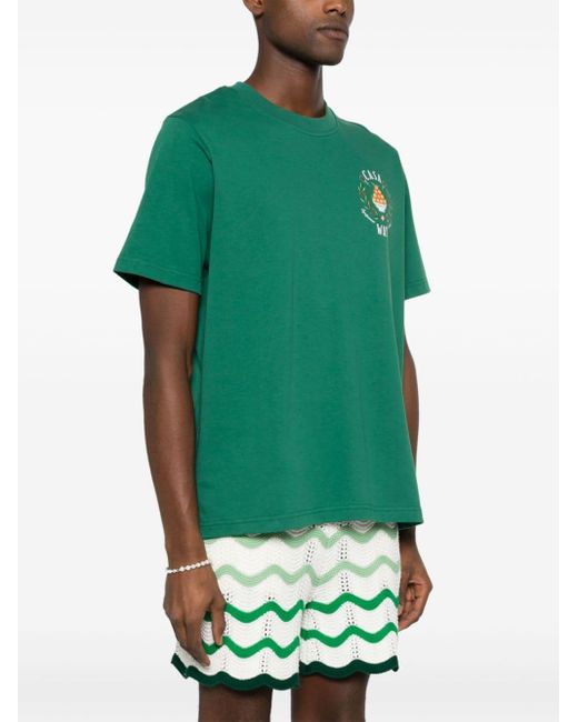 Casablancabrand Green Triomphe D'orange Graphic-print Organic-cotton T-shirt for men