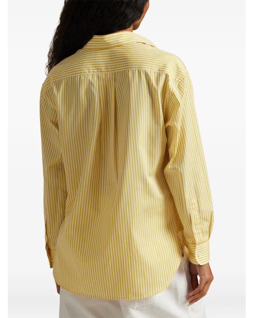 Polo Ralph Lauren Yellow Spread Collar Logo Striped Shirt