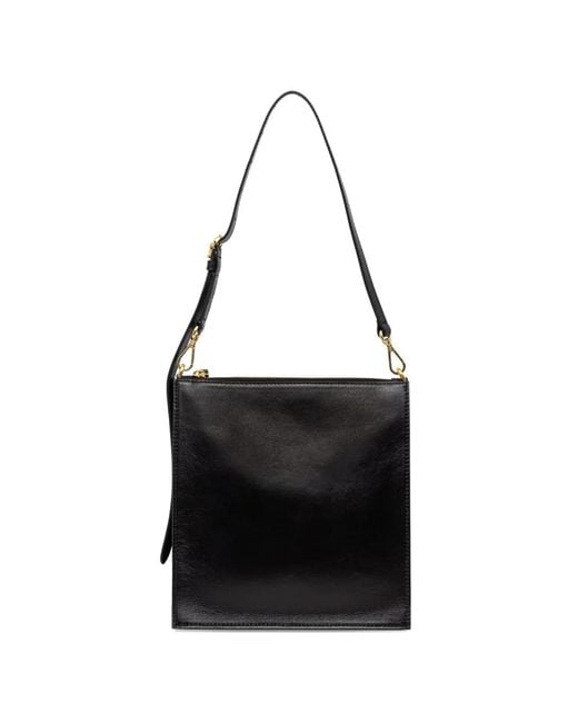 Pollini Black Sac Porté Épaule En Cuir À Logo Embossé
