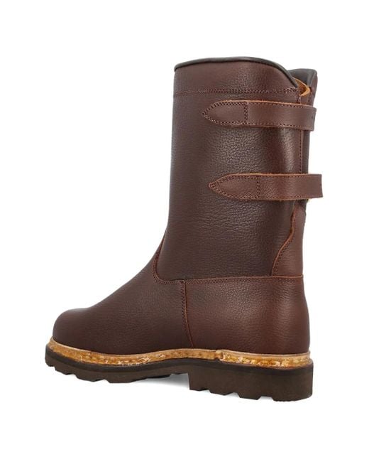 Paraboot Brown Sanglier Double-Buckle Leather Boots for men