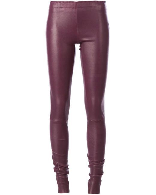 Stouls Purple Leather Slim Trousers