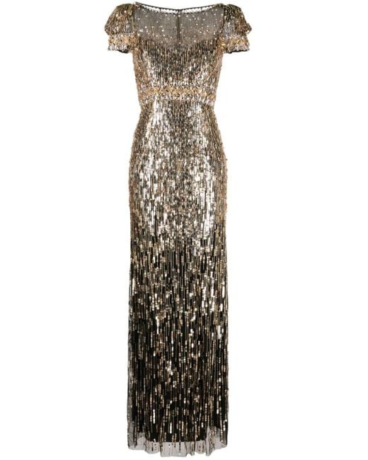 Jenny Packham Metallic Sungem Sequin-embellished Dress