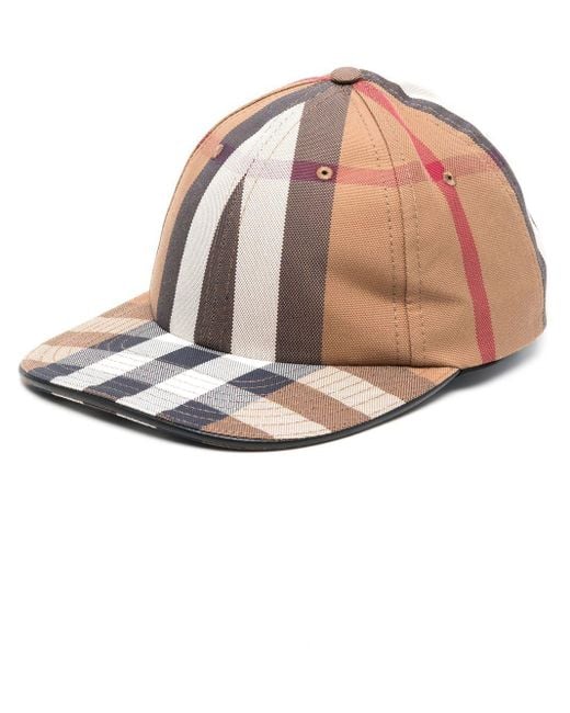 Burberry Brown Logo-embroidered Check-print Cap for men