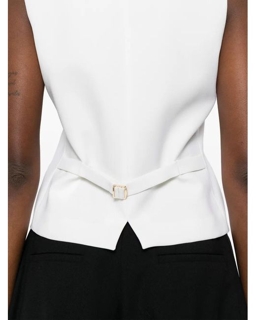 Max Mara White V-Neck Button Vest