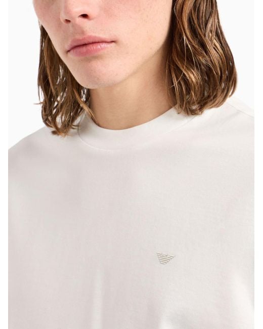 T-shirt con applicazione logo di Emporio Armani in White da Uomo