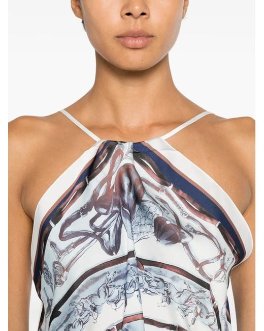D.exterior White Graphic-Print Halterneck Scarf