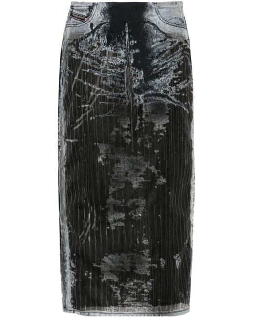 DIESEL Black De-Pra-Fse1 Denim Midi Skirt