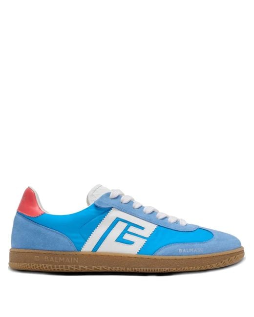 Balmain Swan Leren Suède Sneakers in het Blue voor heren