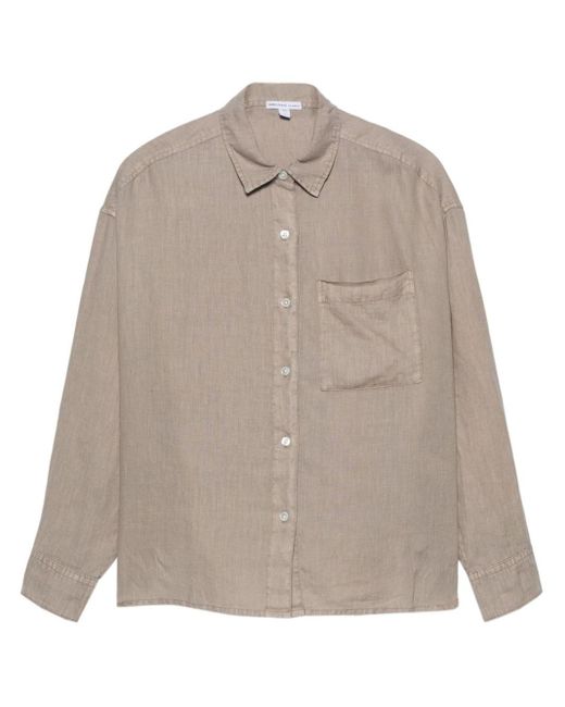 James Perse Natural Long-sleeve Linen Shirt