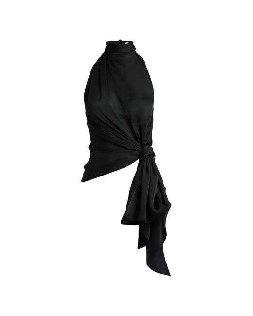 Balmain Black Open-Back Silk-Chiffon Top