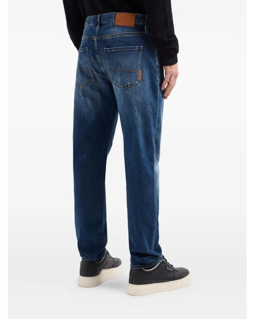 ARMANI EXCHANGE Blue Distressed Five-Pocket Jeans for men