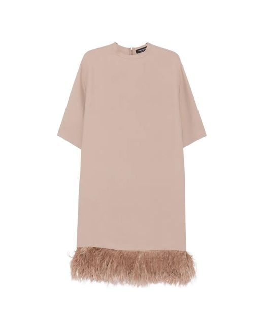 Fabiana Filippi Pink Feather-Trim Shift Dress