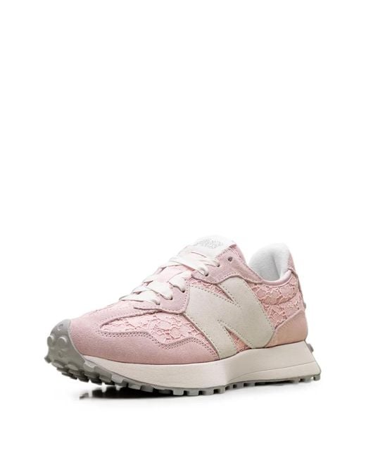 New Balance Pink 327 Lace-Panelled Sneakers