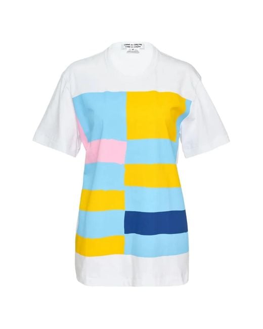 Comme des Garçons White Colour-Block Print T-Shirt