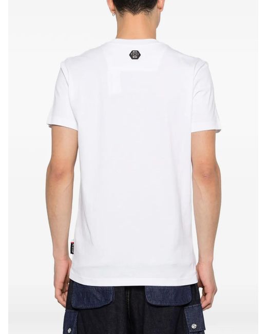 Philipp Plein White Teddy-Print Crew-Neck T-Shirt for men