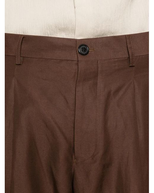 Laneus Brown Pleated Shorts for men