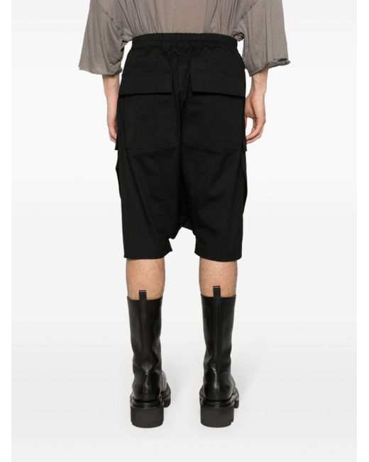 Rick Owens Black Drop-crotch Cargo Shorts for men