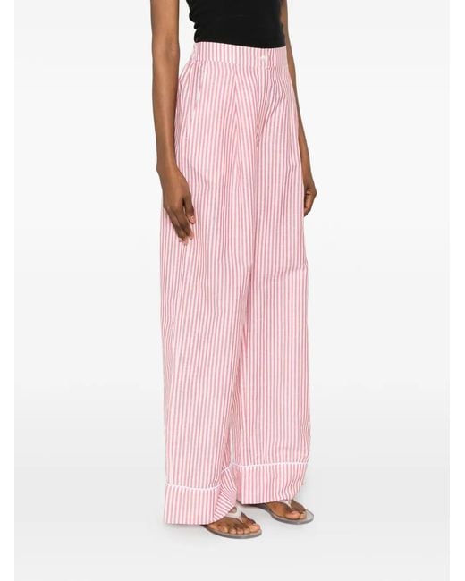 Riviera Pink Striped-Pattern Pants