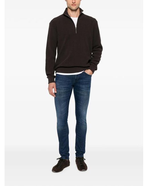 Dondup Black George Faded Skinny-Fit Denim Jeans for men
