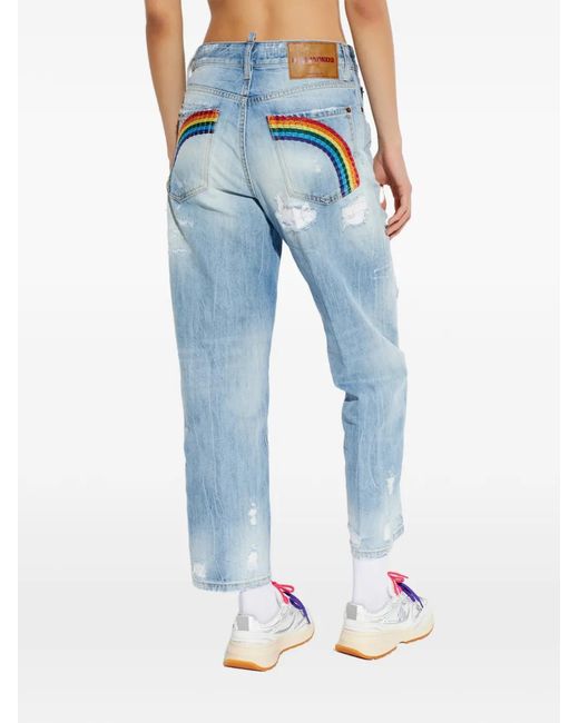 DSquared² Blue Boston Distressed-Detail Jeans