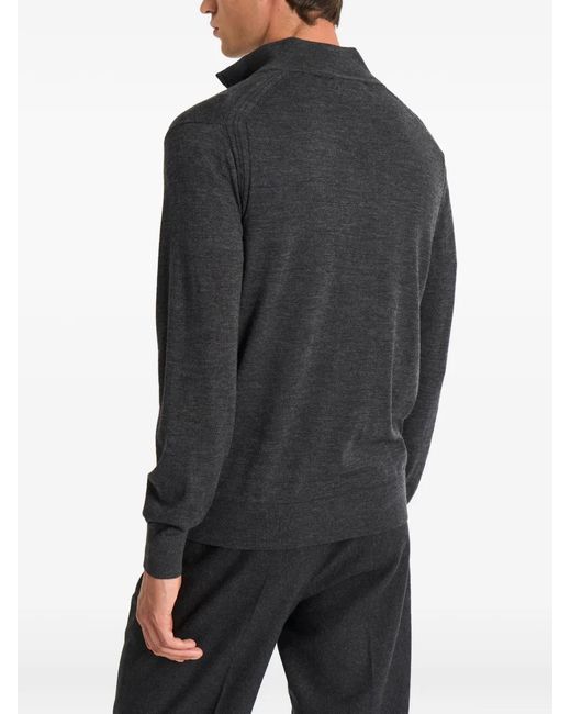 Pringle of Scotland Blue Quarter-Zip Wool Sweater for men