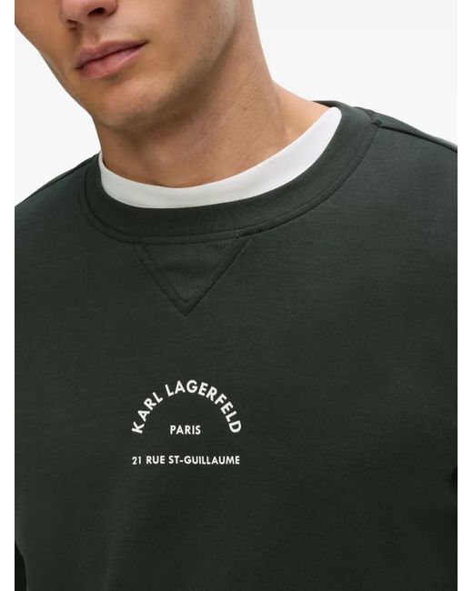 Karl Lagerfeld Green Rue St-Guillaume Logo-Print Sweater for men