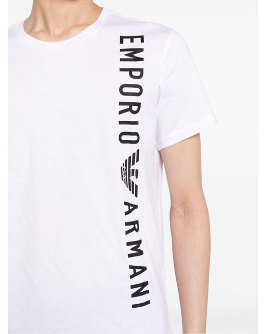 T-shirt en coton à logo imprimé Emporio Armani pour homme en coloris White
