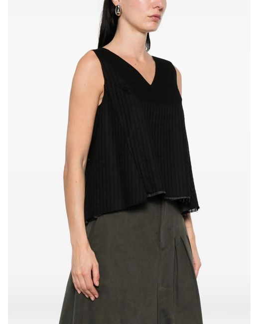 Individual Sentiments Black Striped V-Neck Blouse