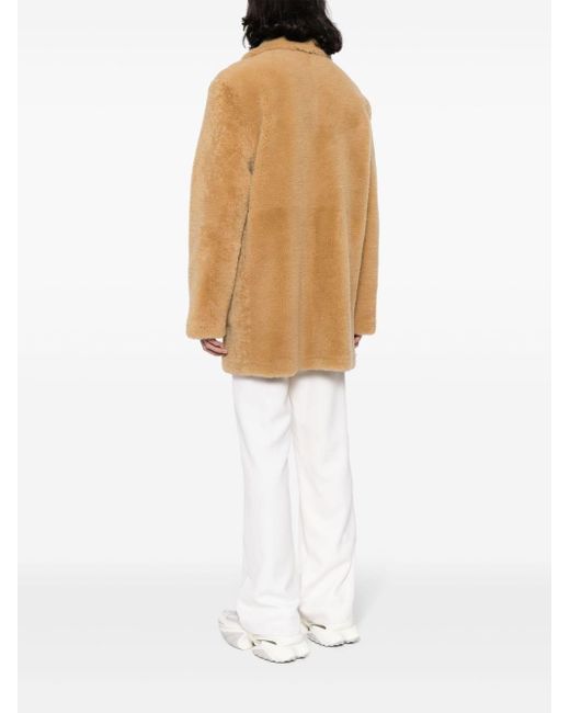 Amiri Natural Double-breasted Shearling Coat for men