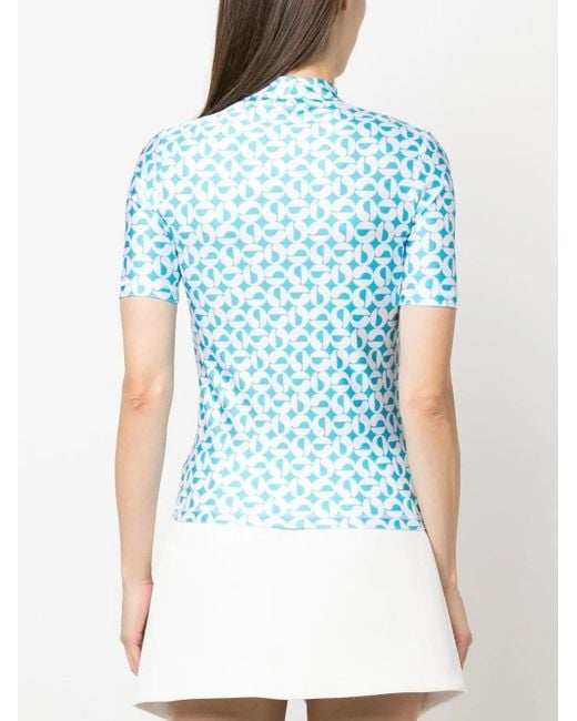Coperni Blue Monogram-Print High-Neck Top