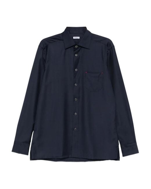 Kiton Blue Chest-Pocket Buttoned Shirt for men