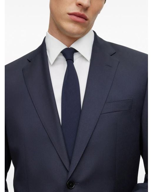 Boss Blue Single-Breasted Fitted Blazer for men