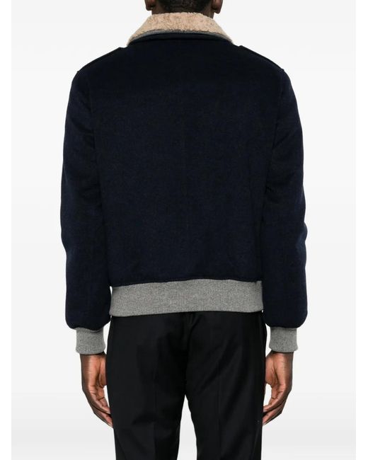 Brunello Cucinelli Black Shearling-Collar Bomber Jacket for men