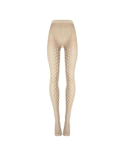 Wolford White Floral-Pattern Sheer-Opaque Tights