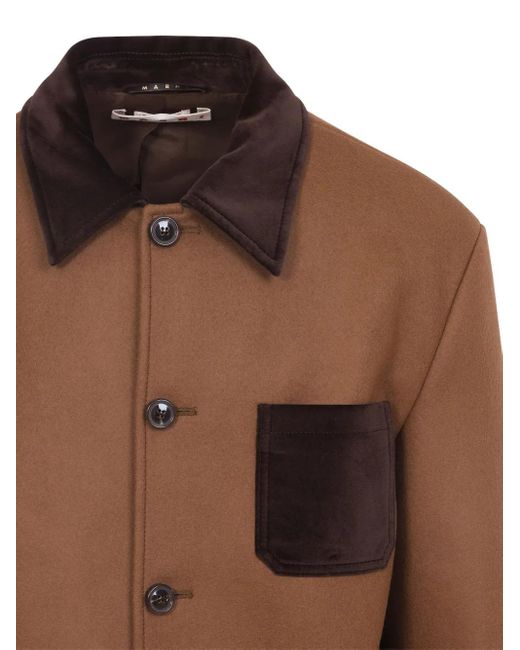 Marni Brown Textured-Collar Pocket Jacket for men