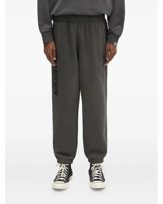 Aape By A Bathing Ape Black Logo-Patch Track Pants for men