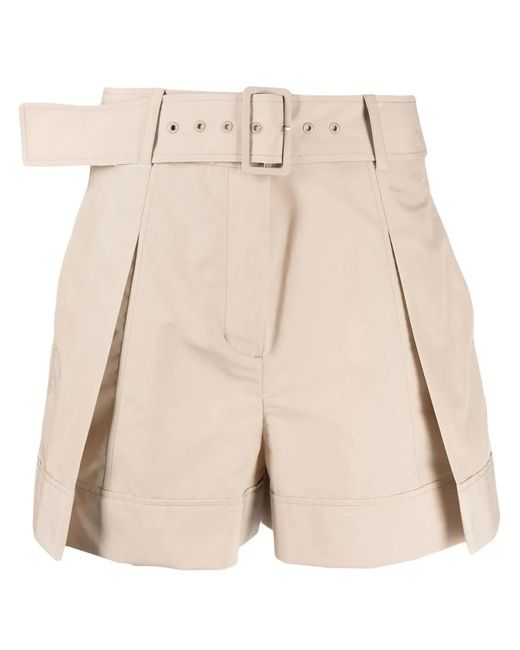 3.1 Phillip Lim Natural Pleat-Detailing Belted Shorts