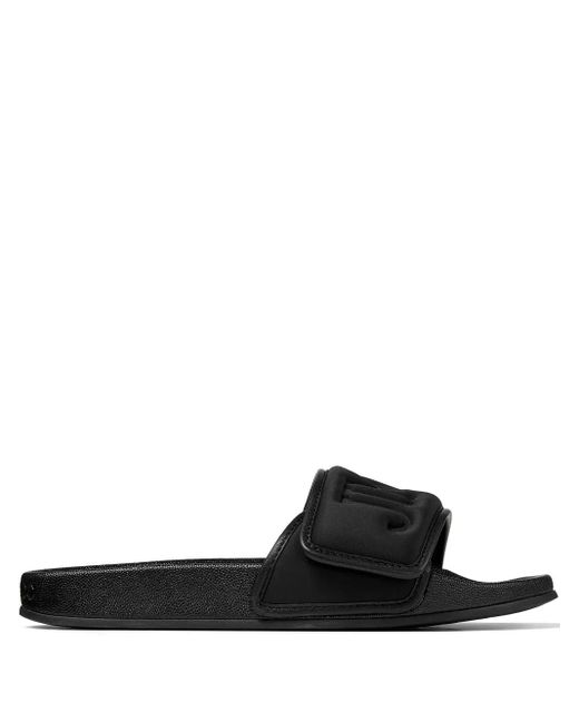 Jimmy Choo Women's Black Fitz/F Leather Pool Slippers Sandal - Main Image