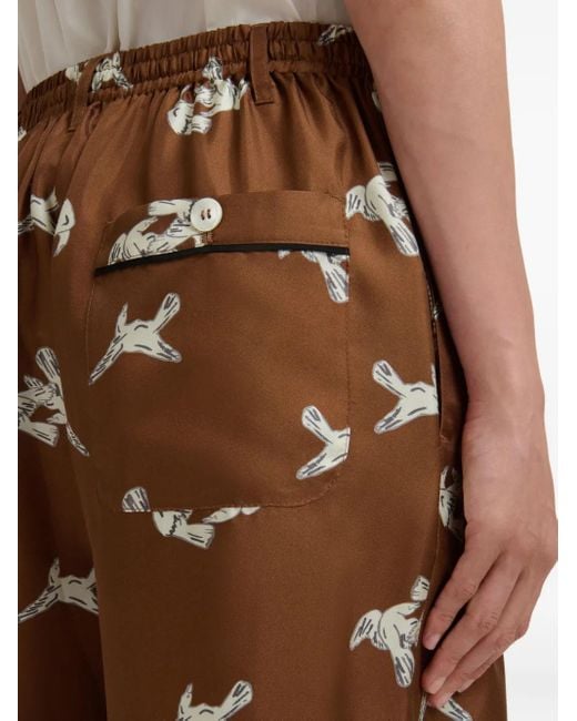 Pantalon Ample À Imprimé Graphique Marni en coloris Brown