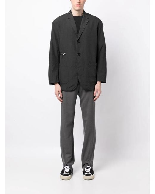 Undercover Black Textured Single-Breasted Blazer for men