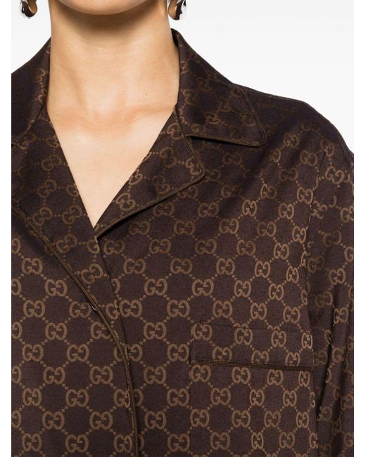 Chemise à motif monogrammé Gucci en coloris Brown